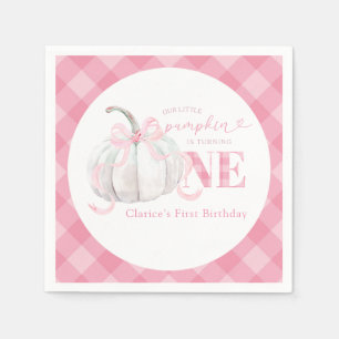 Serviette En Papier Pink Preppy Citrouille 1er Anniversaire Papier Nap