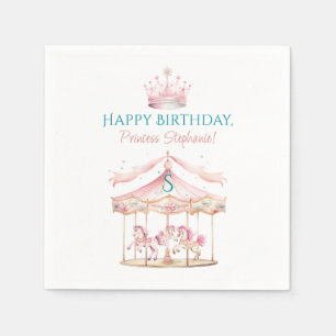 Serviette En Papier Pink Princess Carousel Magique 1er anniversaire fi