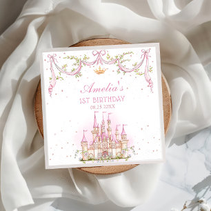 Serviette En Papier Pink Princess Castle Anniversaire Papier de fête N