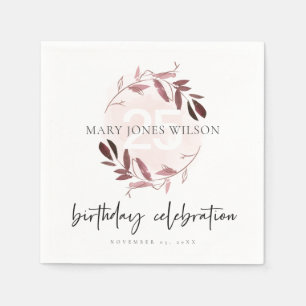 SERVIETTE EN PAPIER PINK PURPLE FOLIAGE WREATURE TOUT ÂGE DE 25 ANS A