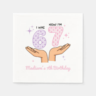 Serviette En Papier Pink Purple Six Seven Birthday Napkins