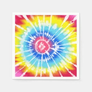 Serviette En Papier Pink Rainbow Tie Dye Spiral Party
