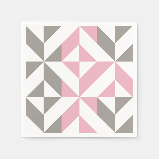 Serviette En Papier Pink Raspberry and Silver Geometric ZigZag (Devant)