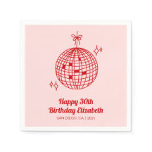 Pink & Red Retro Disco Ball Anniversaire