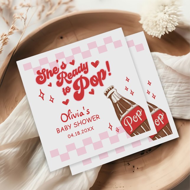 Serviette En Papier Pink Red She's Ready to Pop Baby Shower (Créateur téléchargé)