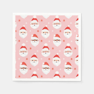 Serviette En Papier Pink Retro Santa Clause Wrapper Papier