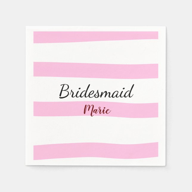 Serviette En Papier Pink rétro stripesajouter votre nom bridesmaid per (Devant)