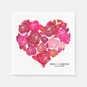 Serviette En Papier Pink Roses Heart Cluster Mariage personnalisé