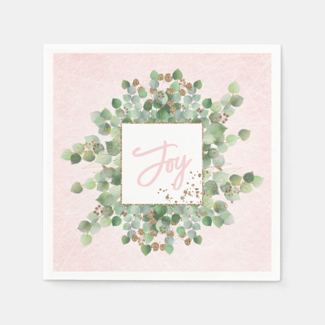 Serviette En Papier Pink Sage Eucalyptus Aquarelle (Devant)