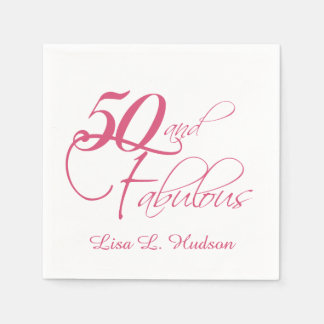Serviette En Papier Pink Script 50th et Fabulous! Anniversaire