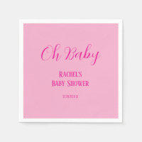 Pink Script Oh Baby Modern Cute Girl Baby shower