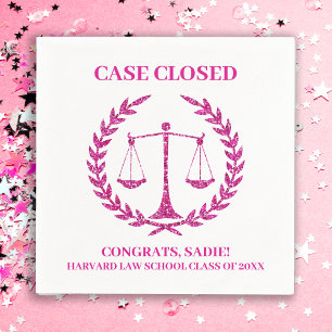 Serviette En Papier Pink Sparkle Aesthétique Law School Graduation Par