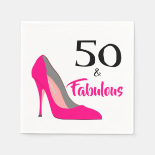 Serviette En Papier Pink Stiletto 50 et Fabulous 50th Birthday Party