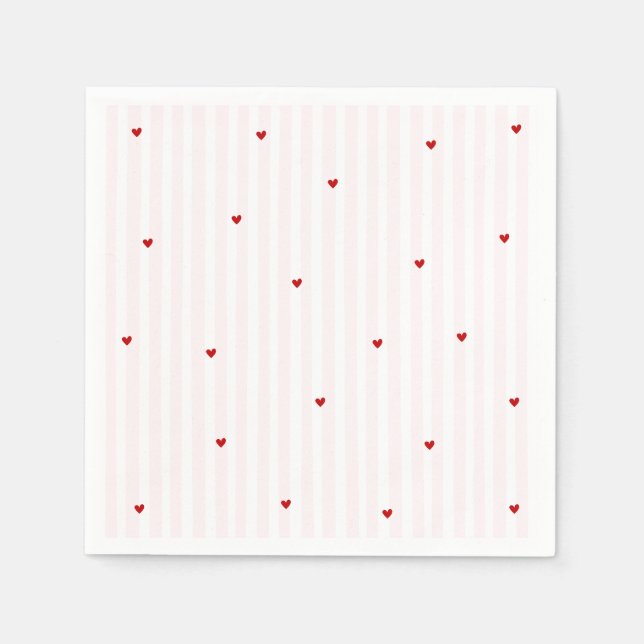 Serviette En Papier Pink Stripe Red Heart Little Sweetheart Birthday (Devant)