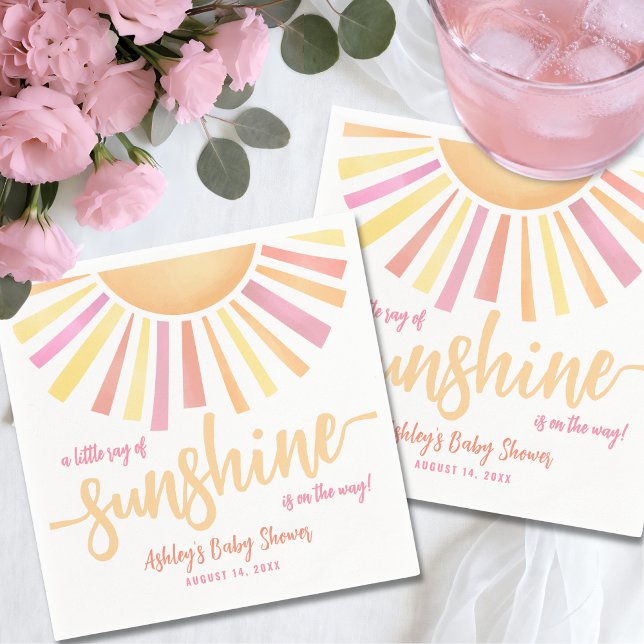 Serviette En Papier Pink Sun Baby Shower (Pink Sun Baby Shower Napkins)