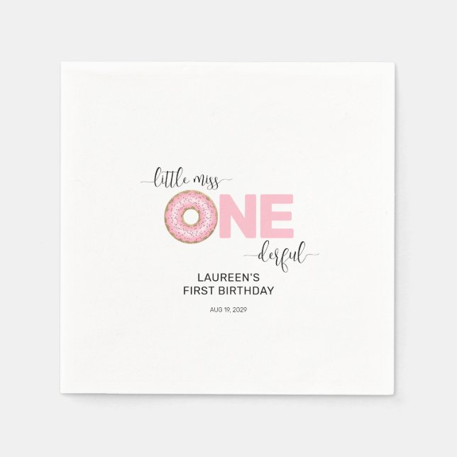 Serviette En Papier Pink Sweet Little MI 1er anniversaire (Devant)