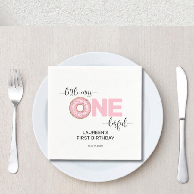 Serviette En Papier Pink Sweet Little MI 1er anniversaire (Créateur téléchargé)