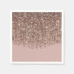 Serviette En Papier Pink Taupe bronze Parties scintillant or Glam Part