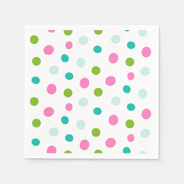 Serviette En Papier Pink Teal Polkadots Simple Modern Christmas  (Devant)