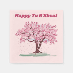 Serviette En Papier Pink Tree Happy Tu B'shvat