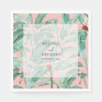 Pink Tropical Banana Palm Feuille Mariage