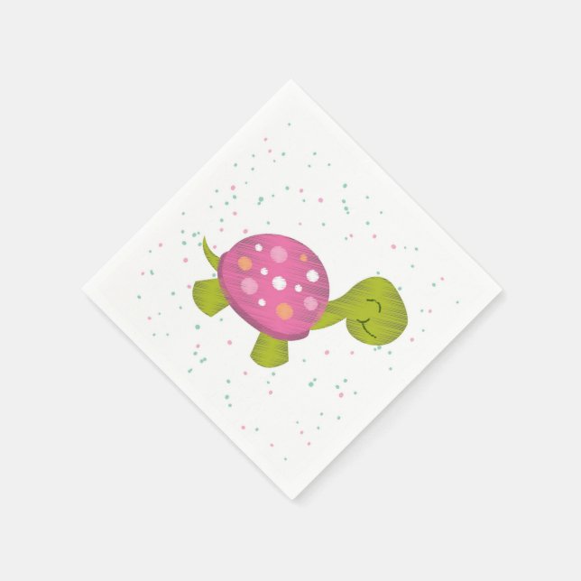 Serviette En Papier Pink Turtle Party Napkin (Coin)