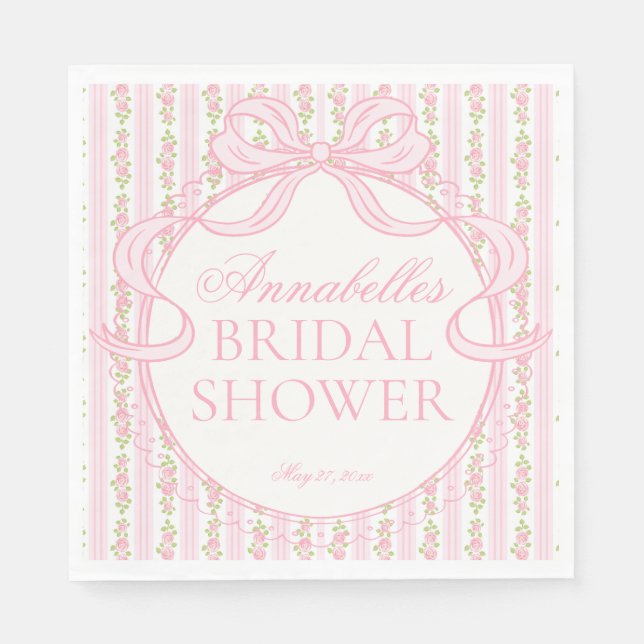 Serviette En Papier Pink Vintage Fancy Floral Bridal Shower Dessert (Devant)