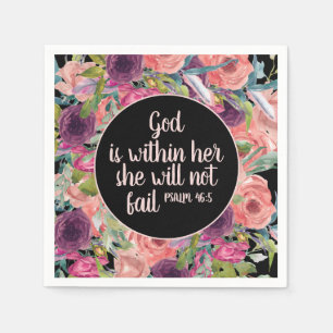 Serviette En Papier Pink violet floral noir Bible chrétienne