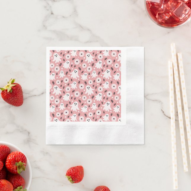 Serviette En Papier Pink Wavy Halloween (En situation)