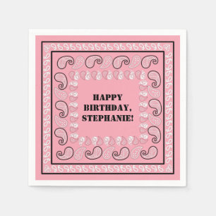 Serviette En Papier Pink Western Bandana Imprimer Anniversaire