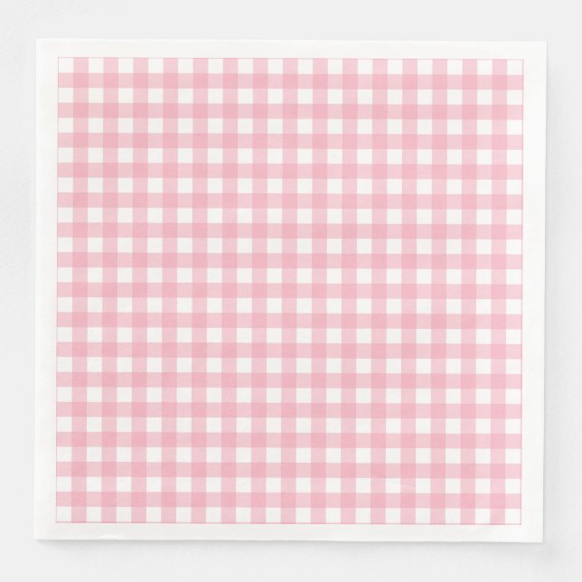 Serviette En Papier Pink & White Checkerboard Papier Dîner de table (Devant)