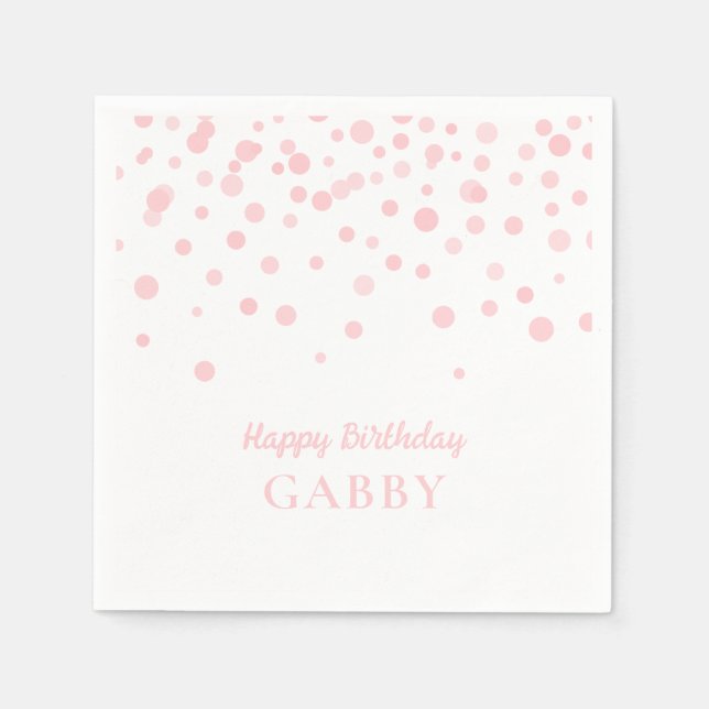Serviette En Papier Pink & White Joyeux Anniversaire Pet Nom Papier Na (Devant)