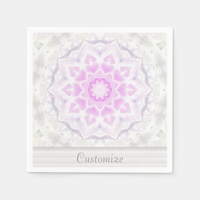 Serviette En Papier Pink & White Lacy Kaleidoscope Coeurs Napkins (Devant)