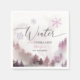 Serviette En Papier Pink Winter ONEderland Fête d'anniversaire de la f