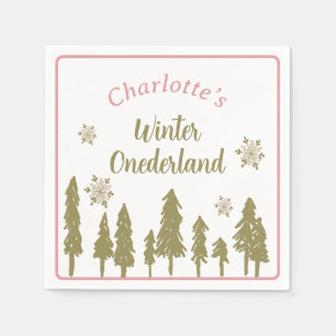 Serviette En Papier Pink Winter Onederland Premier anniversaire