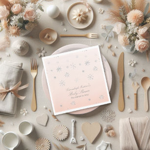 Serviette En Papier Pink Winter Wonderland Snowflake Baby shower