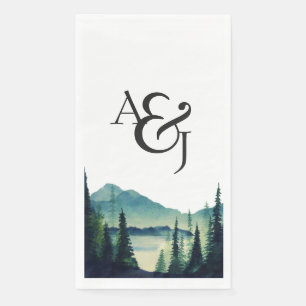 Serviette En Papier Pins aquarellés minimalistes rustiques personnalis