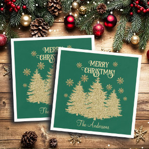 Serviette En Papier Pins d'or Flakes Gold Snowflakes