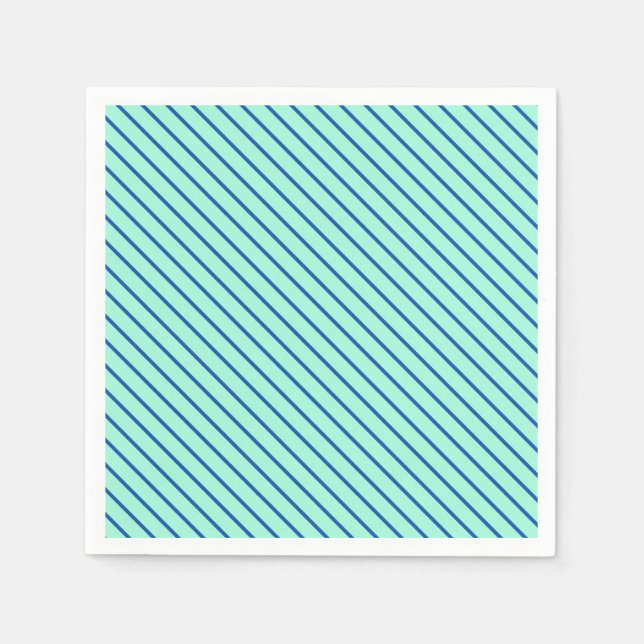 Serviette En Papier Pinstripes diagonales - aqua et marine (Devant)