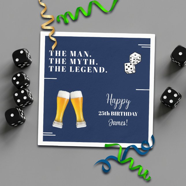 Serviette En Papier Pints de dés chic pour 25e anniversaire (Créateur téléchargé)