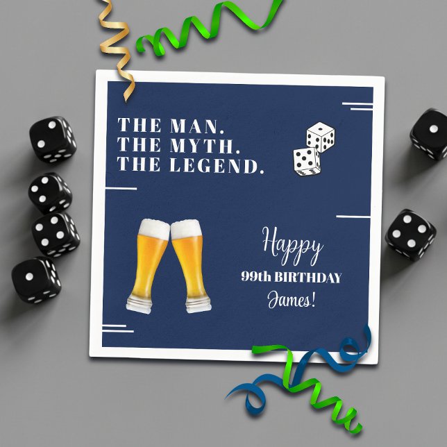 Serviette En Papier Pints de dés chic pour le 99e anniversaire (Créateur téléchargé)