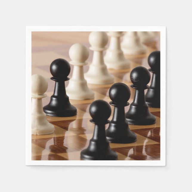 Serviette En Papier Pions sur le tableau d'échecs (Devant)
