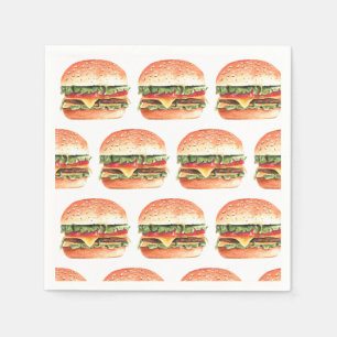 Serviette En Papier Pique-nique Amour + Burgers BBQ Couple Enterrement