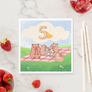 Serviette En Papier Pique-nique d'anniversaire de capybara