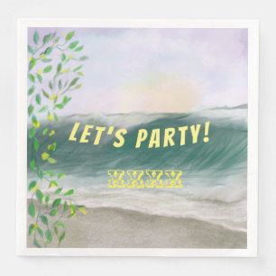 Serviette En Papier Pique-nique d'anniversaire de plage simple