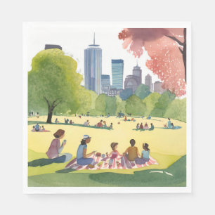 Serviette En Papier Pique-nique de Boston Common Peinture à l'aquare