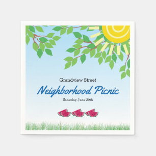Serviette En Papier Pique-nique de quartier avec Watermelon & Sun