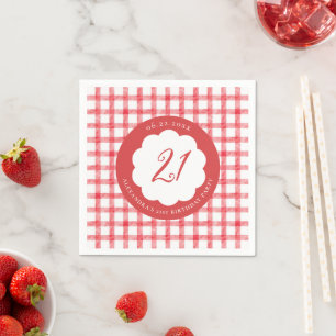 Serviette En Papier Pique-nique Été Printemps Rouge Gingham Festons An