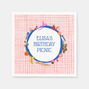 Serviette En Papier Pique-nique Gingham Fête d'anniversaire moderne CU