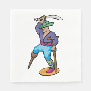 Serviette En Papier Pirate avec Jambe de Bois et Épée